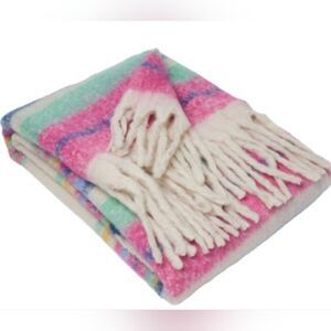 Free People Colorful Fringe Throw Blanket